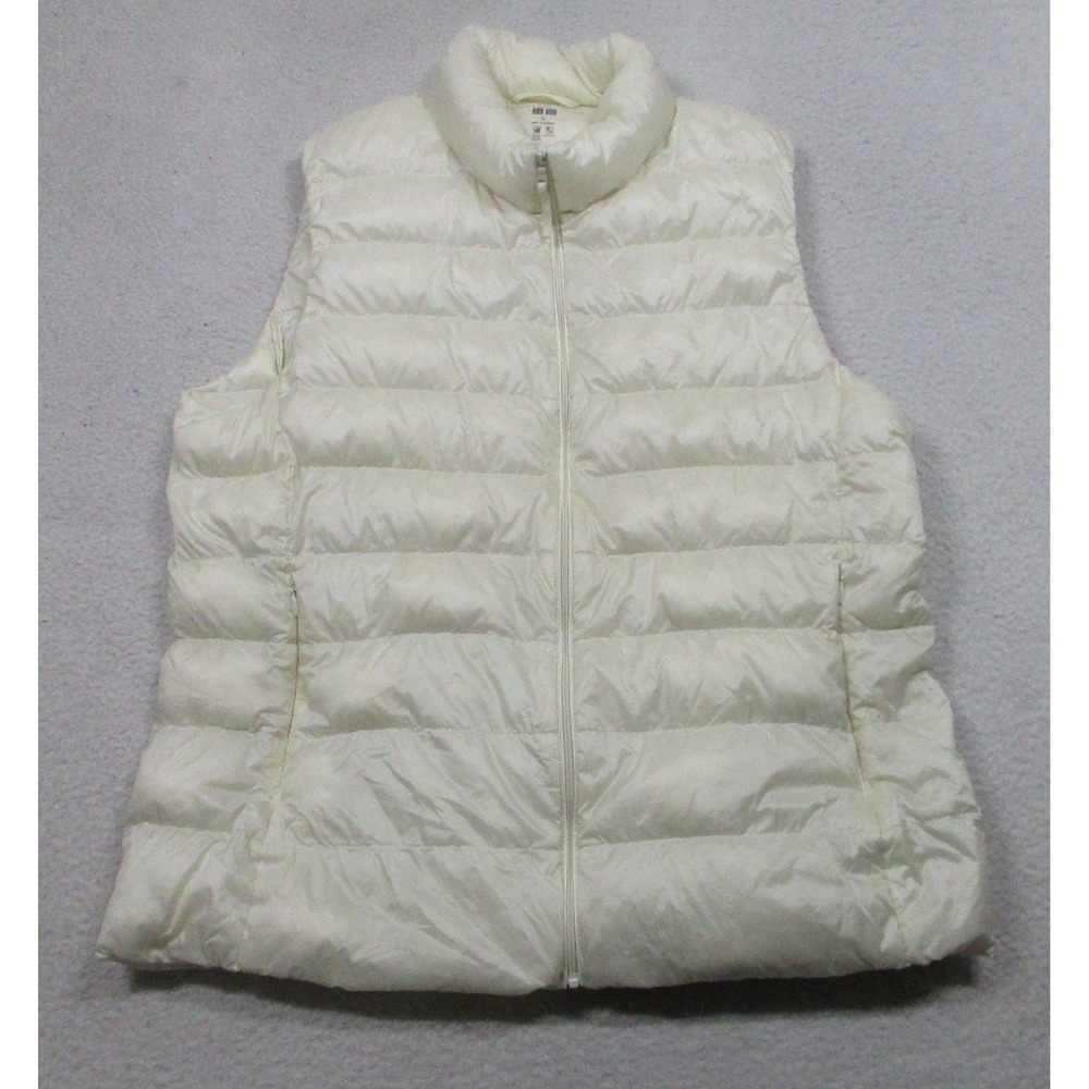 Uniqlo Ultra Light Down Vest Womens XL White Packable Puffer Water Repellent